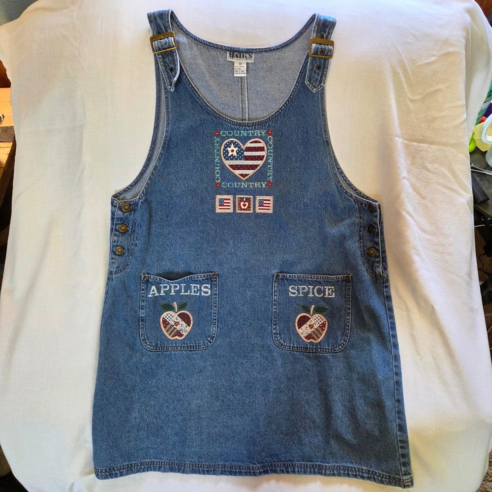 Haiks Denim Dress Womens 18W Blue Excellent Americana Country Apple Spice Jumper